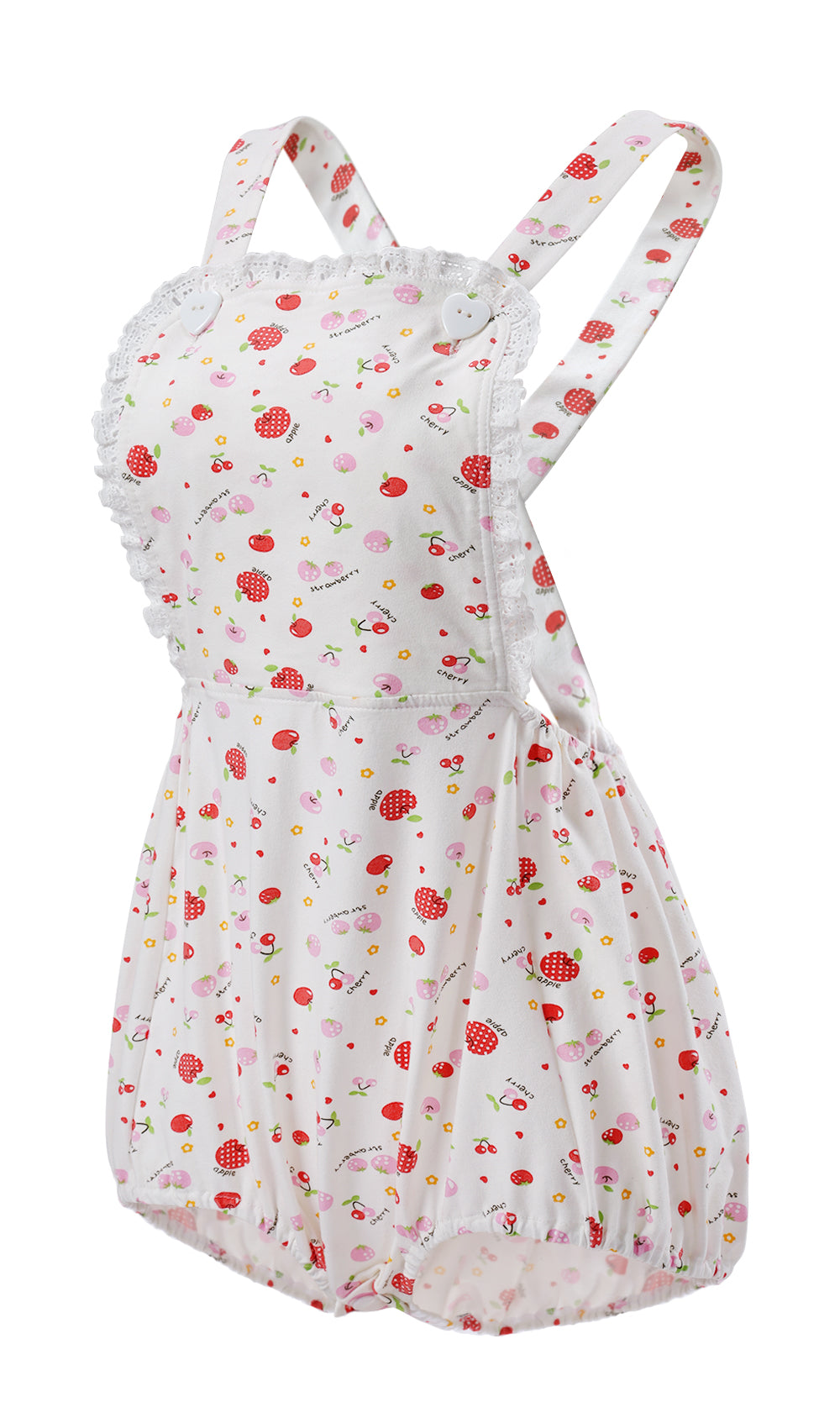 CutiePlusU Cotton Button Crotch Adult Onesie Romper Bodysuit Pajamas-  Strawberry Print Pink M 