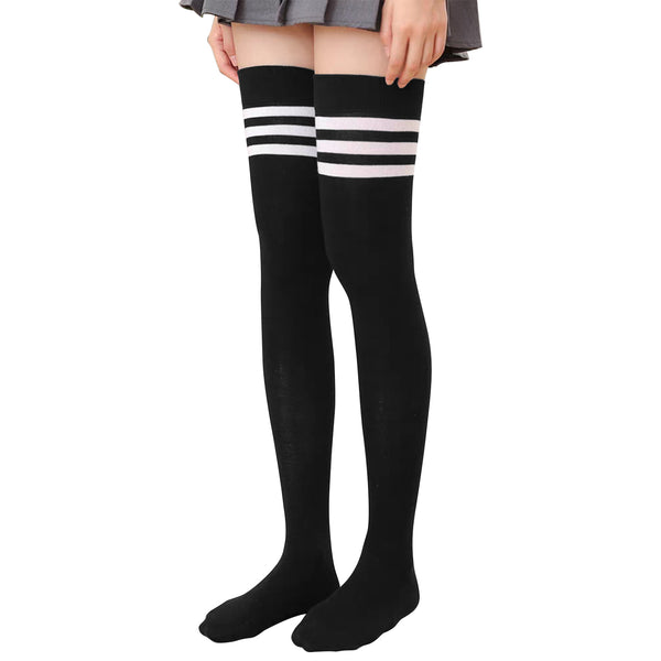 Cotton Striped Knee High Socks-Classical Style