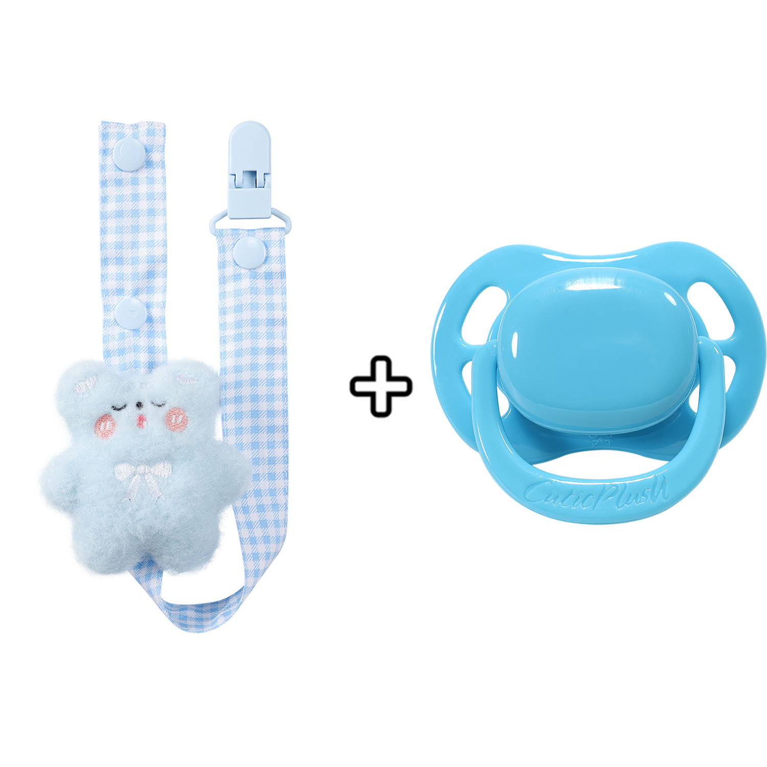 Pacifier With Bear Pacifier Clip - Blue – CutiePlusU