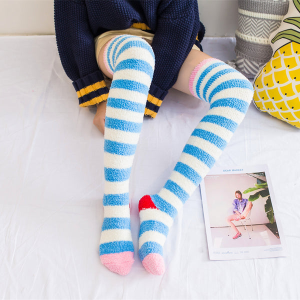 FLEECE SOCKS STRIPED Blue