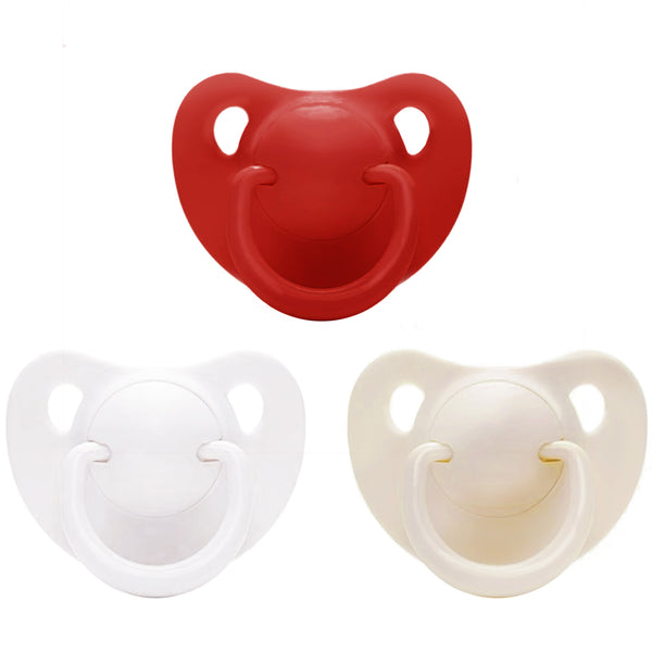 Adult Mini Pacifier 3 pack-Red,White,Beige