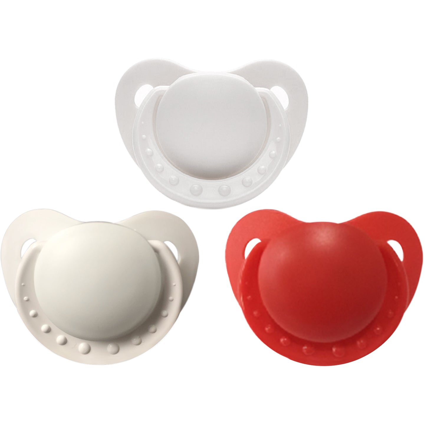 Adult Mini Pacifier 3 pack-White,Beige,Red