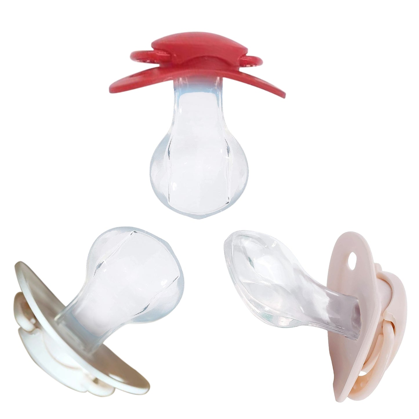 Adult Mini Pacifier 3 pack-White,Beige,Red