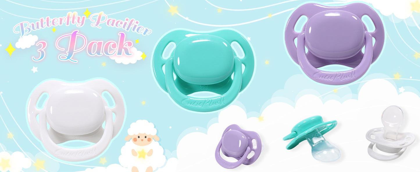 Butterfly Shape Adult Pacifier 3 Pack-Purple,Green,White