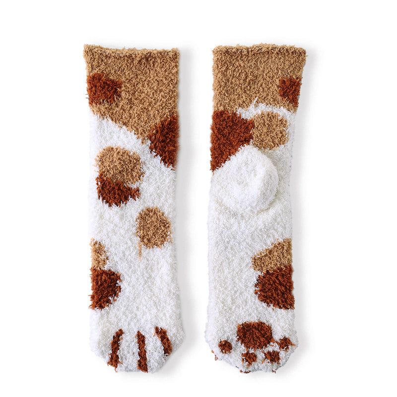 Cat Paw Slipper Socks 2 Pack-Brindle
