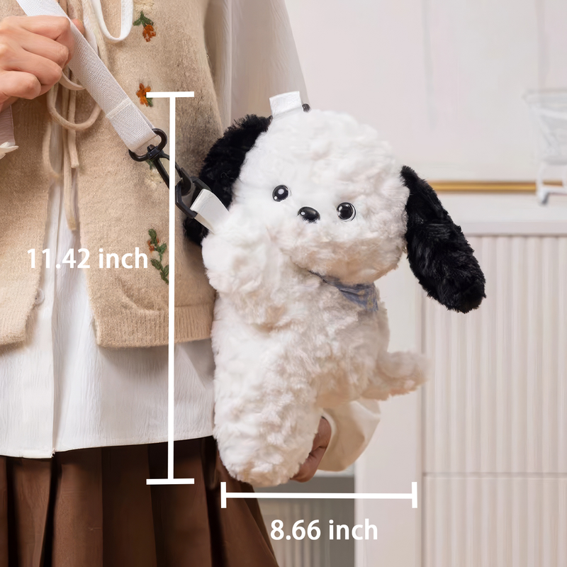 Plush Backpack - White Puppy