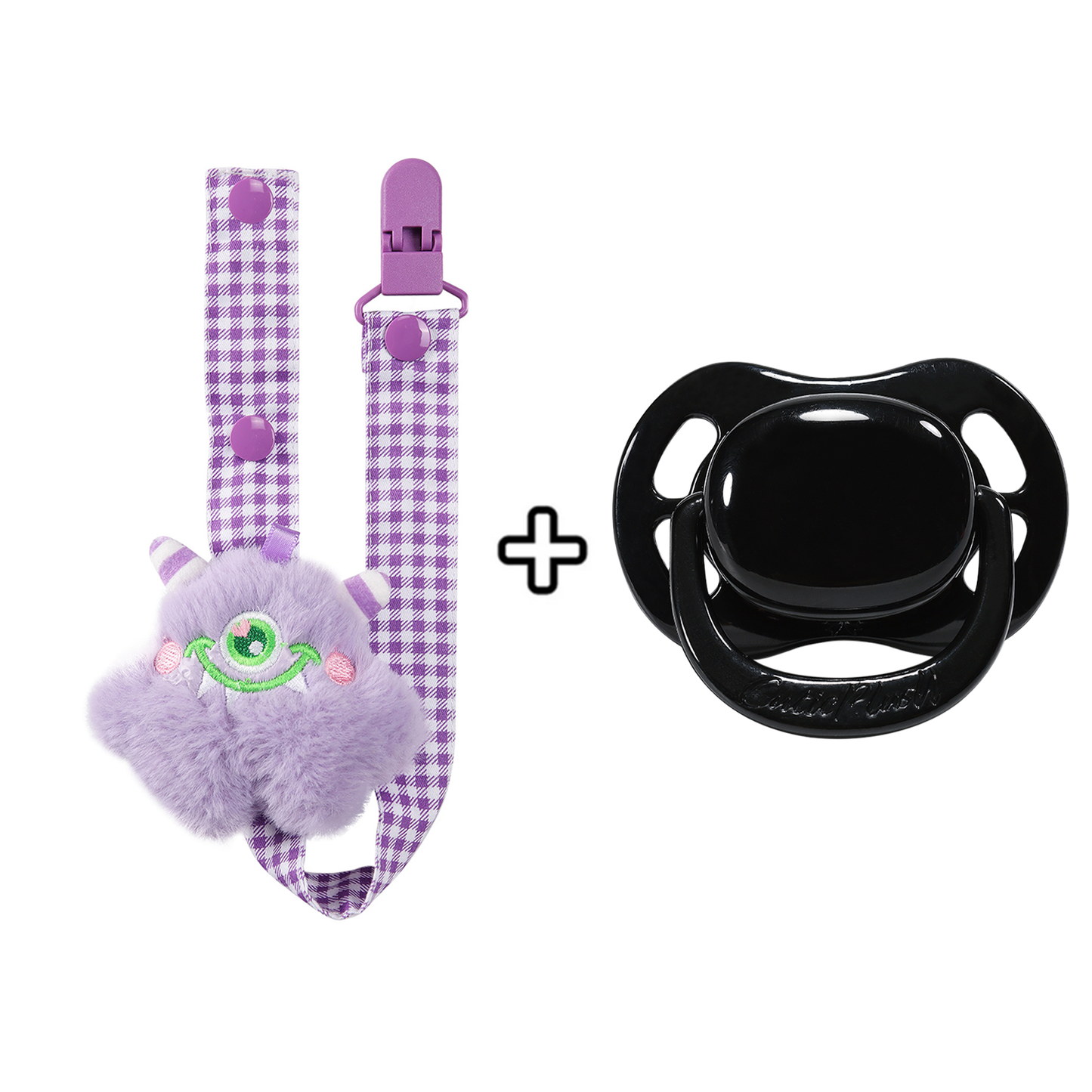 Pacifier with Monster Pacifier Clip - Purple