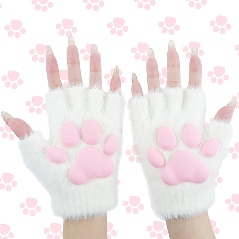 Cat Paw Gloves-White