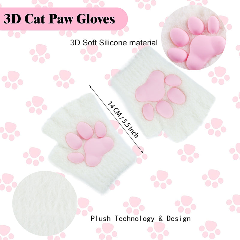 Cat Paw Gloves-White