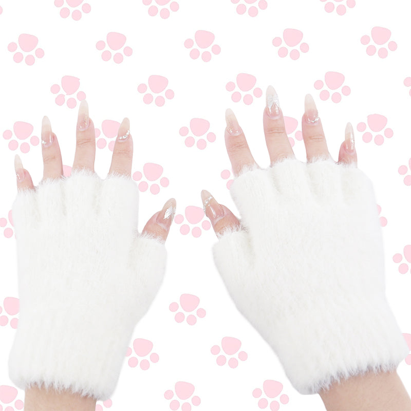 Cat Paw Gloves-White