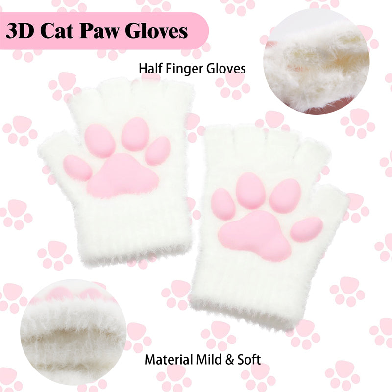 Cat Paw Gloves-White