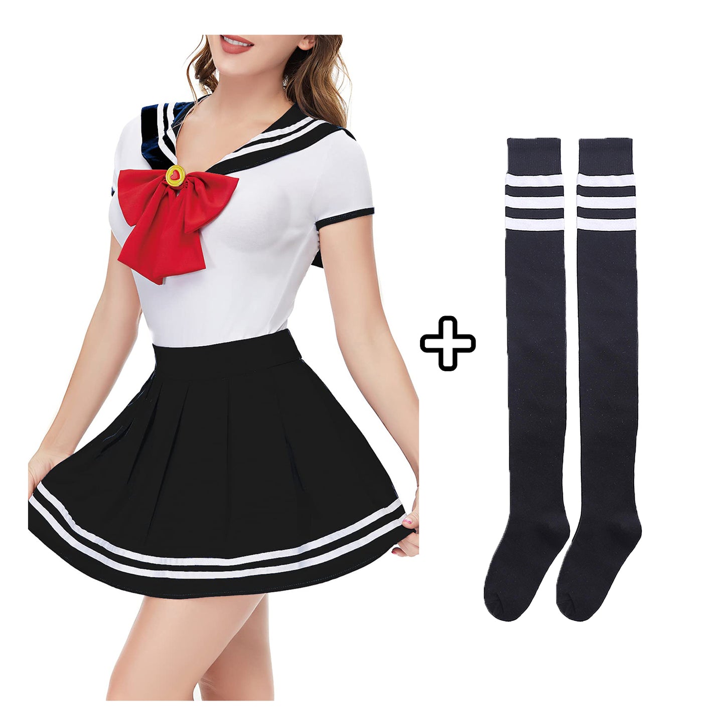 Sailor Skirt Set BlackWhite-3pcs