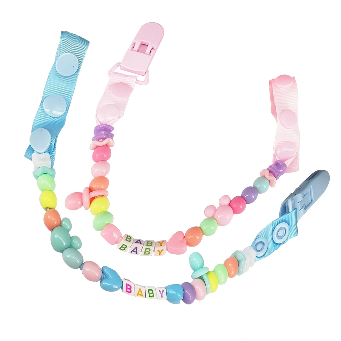 Adult Pacifier Clip - BLUE & PINK