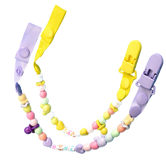 Adult Pacifier Clip - PURPLE & YELLOW