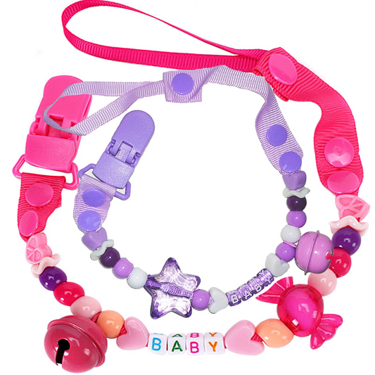 Adult Pacifier Clip - PINK & PURPLE