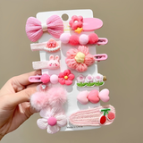 Pink Flower Hairpin Set - 12pcs
