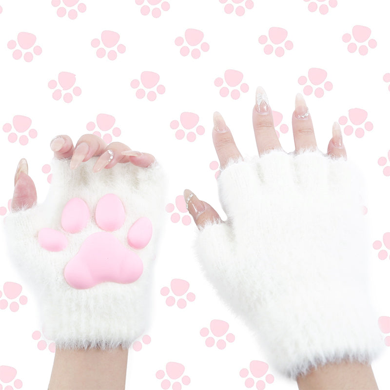 Cat Paw Gloves-White