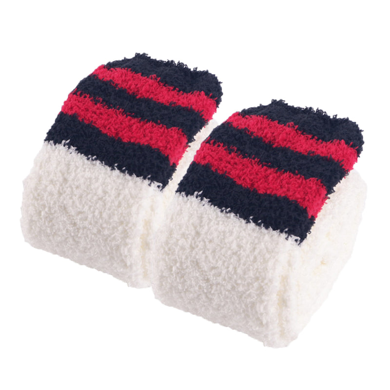 Women High Fuzzy Socks 1 Pair WhiteRed