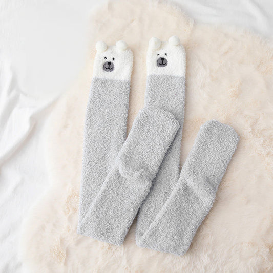 FLEECE SOCKS-Grey Bear