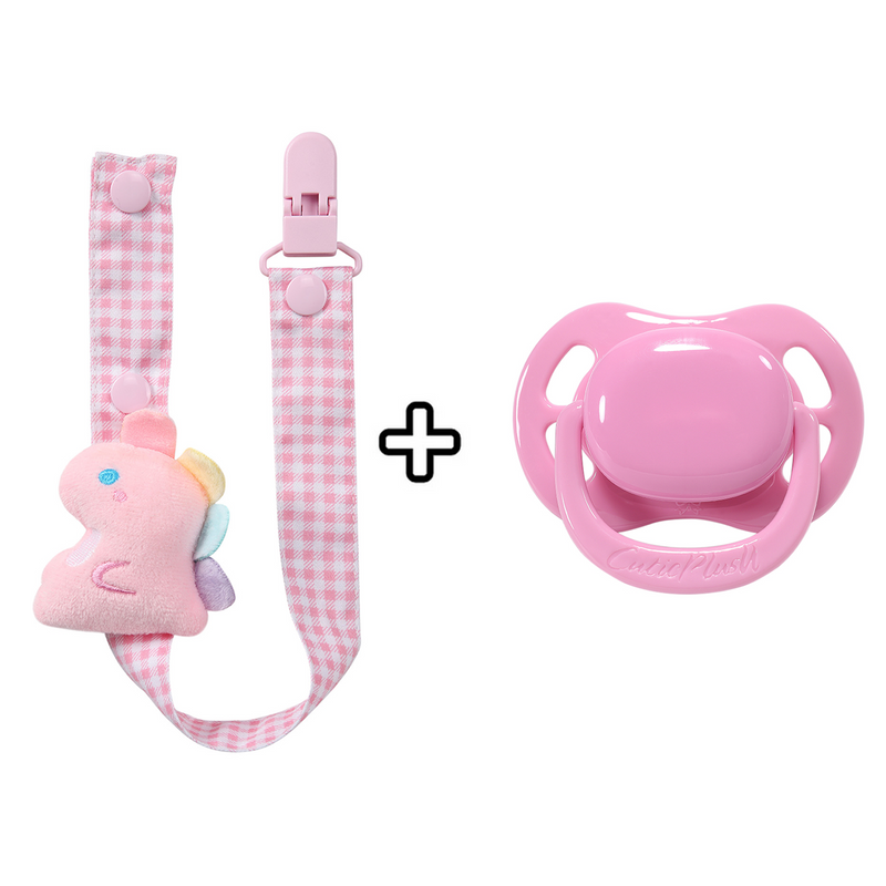 Pacifier with Dinosaur Pacifier Clip - Pink