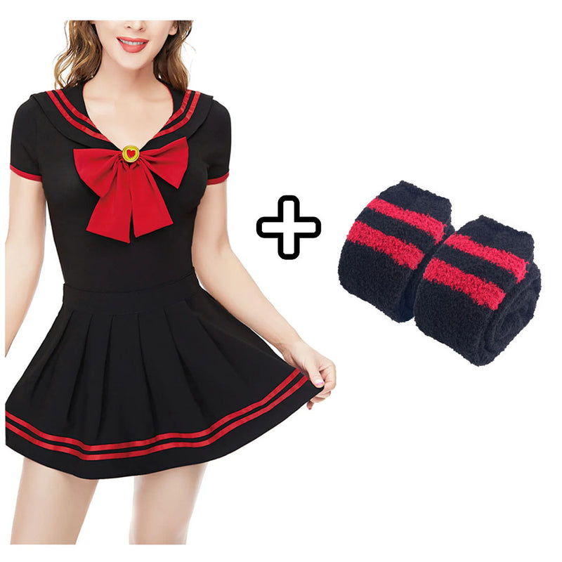 Sailor Skirt Set BlackRed-3pcs