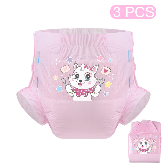 Kitty Dinner Time-Adult Diaper-3 Pcs