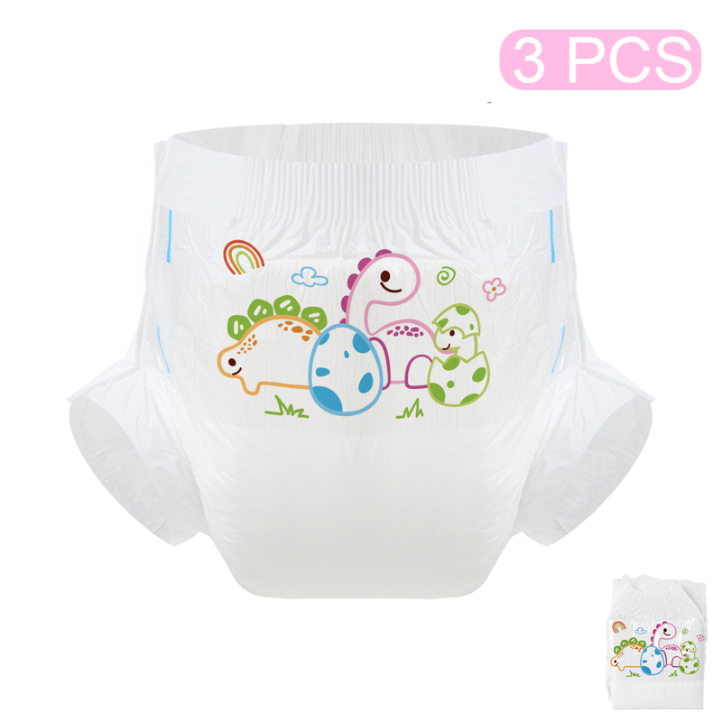 Baby Dinosaur-White Diaper-3 Pcs