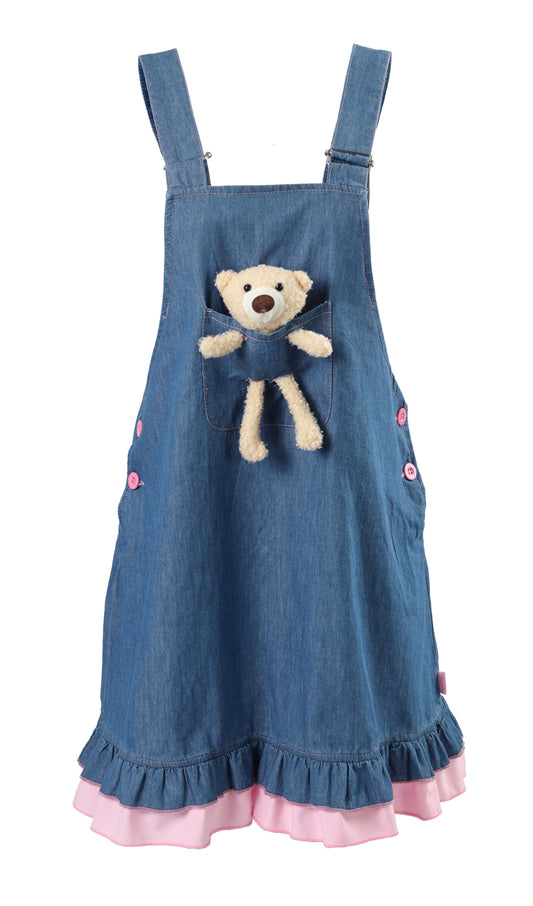 Bear baby overall dress-Blue