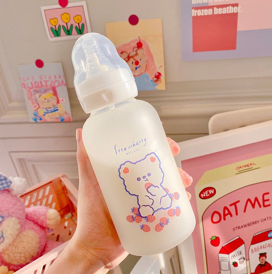 Adult Baby Bottle - Bear eating Strawberries