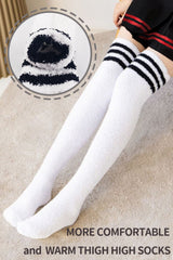 Women High Fuzzy Socks 1 Pair WhiteBlack