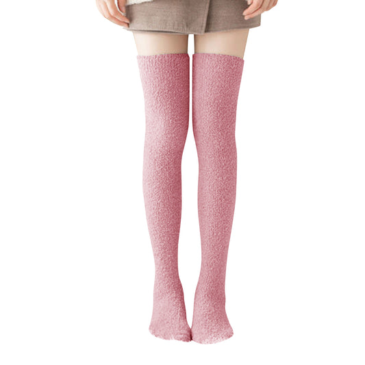 Thigh High Fuzzy Socks-Pink