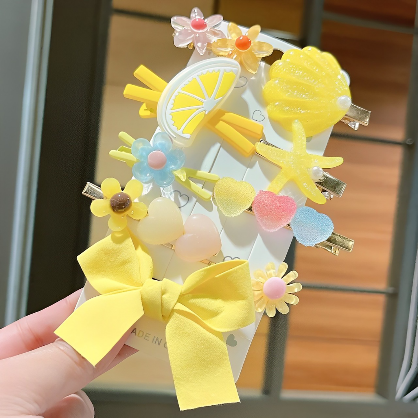 Shell Hairpin 9pcs - Yellow