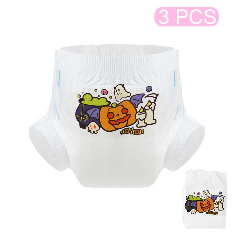 Halloween Pumpkin-White Diaper-3pcs