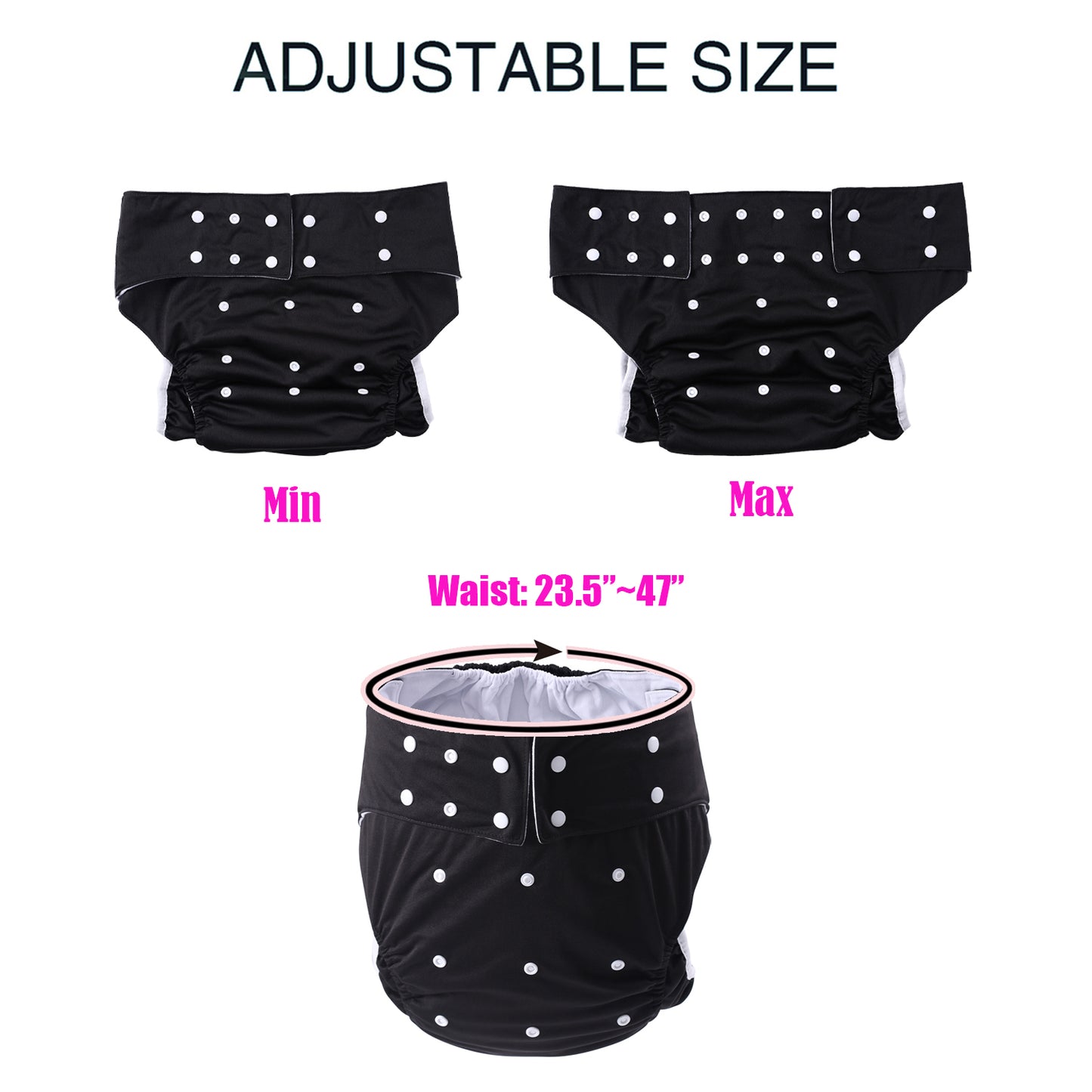 Adult Cloth Diaper Washable-BLACK