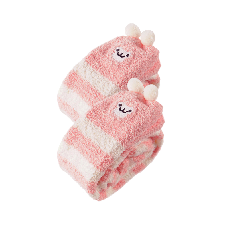 Womens High Fuzzy Socks 1 Pair Pink Monkey