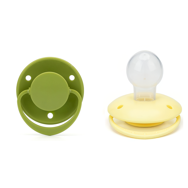 Adult Round Pacifier 2pcs - Yellow & Green