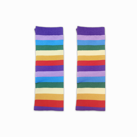 Cotton Striped Knee High Socks - Purple Rainbow