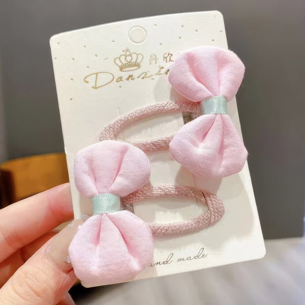 Bow Hairpin 4pcs - Pink & Yellow