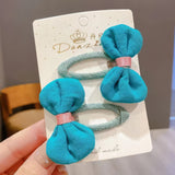 Bow Hairpin 4pcs - Purple & Green