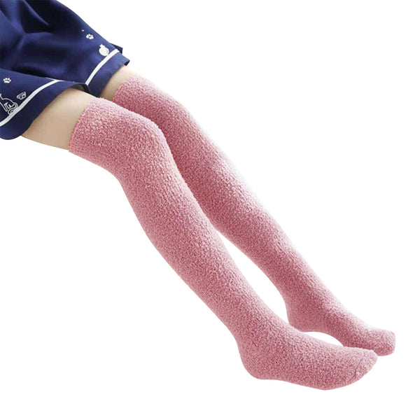 Thigh High Fuzzy Socks-Pink