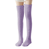Thigh High Fuzzy Socks-Purple