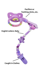 Adult Pacifier Clip - PINK & PURPLE