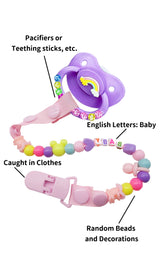 Adult Pacifier Clip - BLUE & PINK