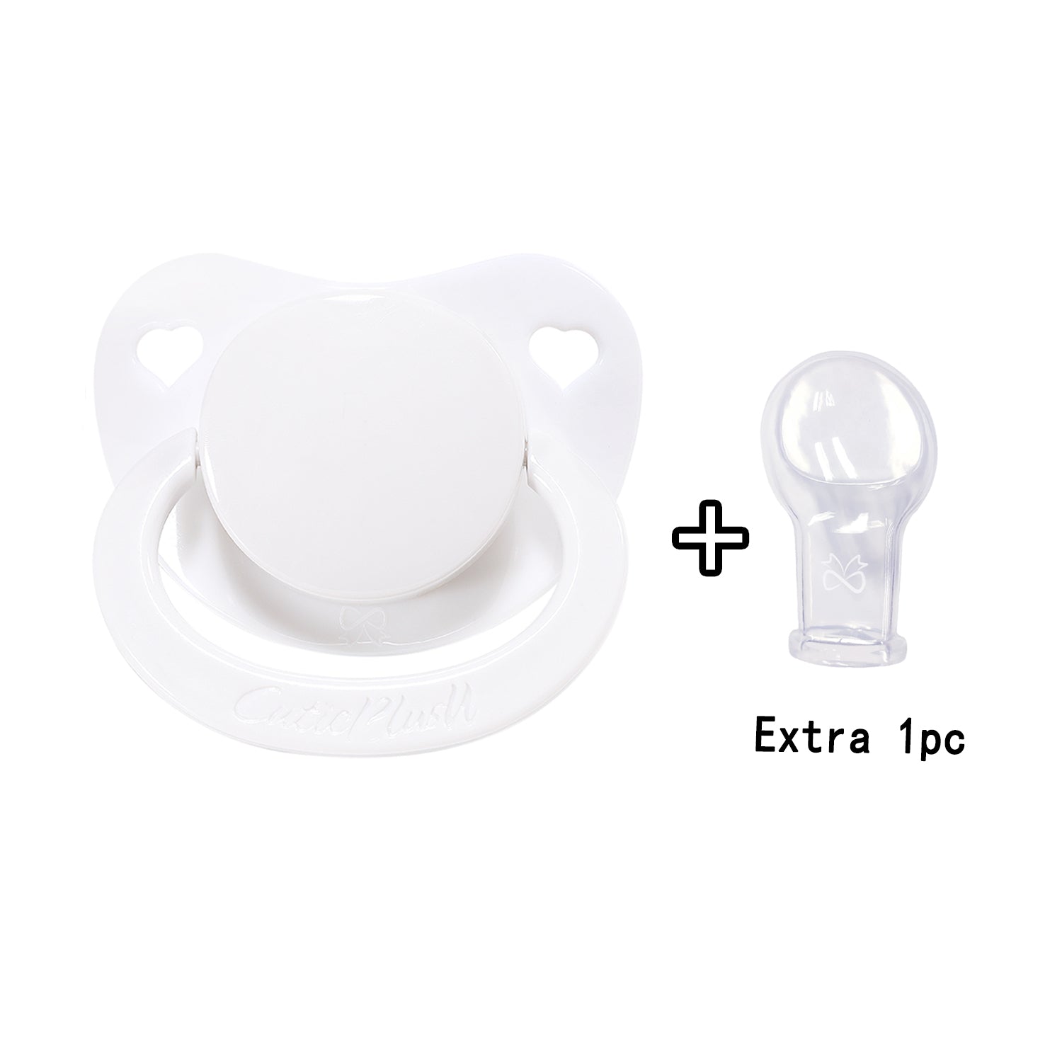 Wide Base Pacifier 1pc Adult Pacifier White + 1 Extra Clear Nipple – CutiePlusU