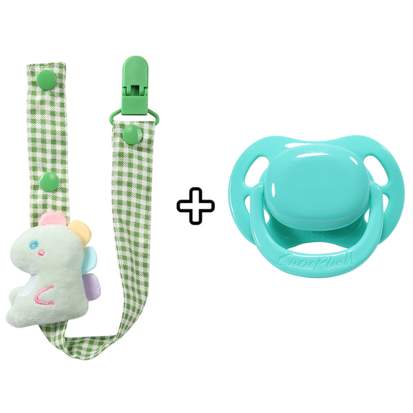 Pacifier with Dinosaur Pacifier Clip - Green