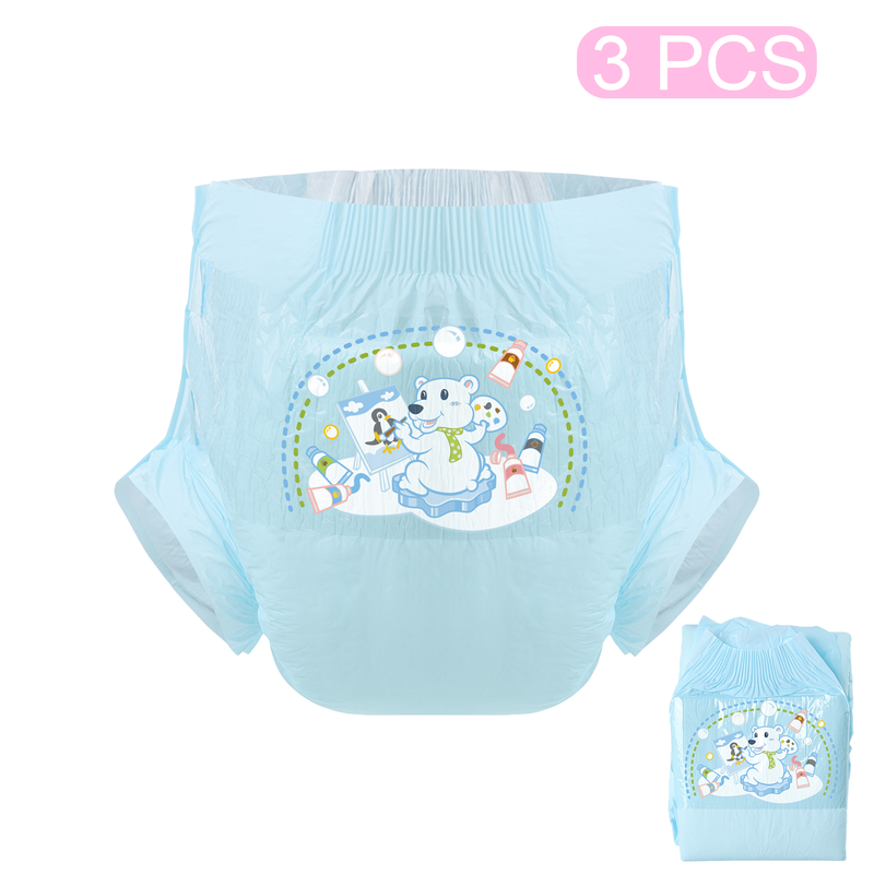 Artist Polar Bear-Blue Diaper-3 Pcs