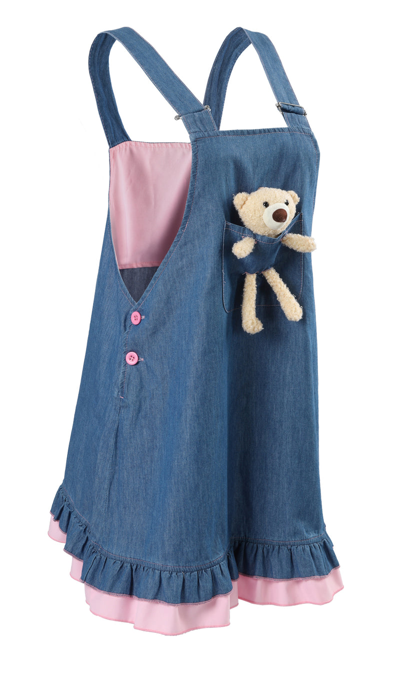 Bear baby overall dress-Blue