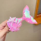 Sequined Mermaid Hairpin - Pink & Rainbow