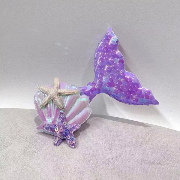 Sequined Mermaid Hairpin - Purple