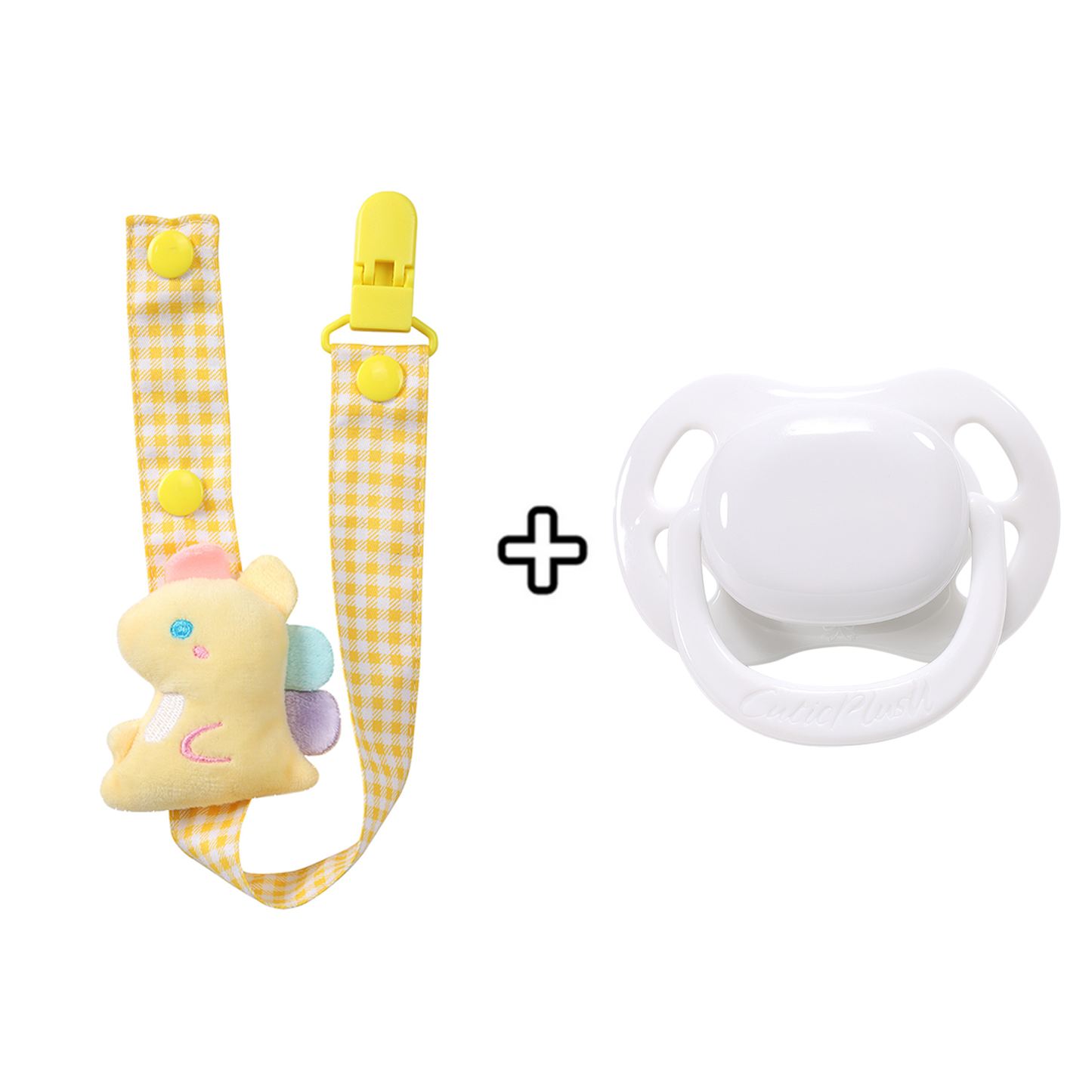 Pacifier with Dinosaur Pacifier Clip - Yellow